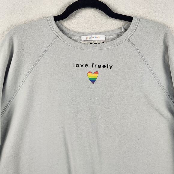 Peace Love World Pride French Terry Sweatshirt Hamptons Grey Medium A396367 EUC - Picture 5 of 16